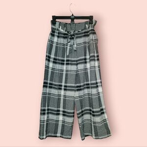 Ett:wa By Anthropologie Wide Leg Culottes Pants Black And White Plaid Women's 0